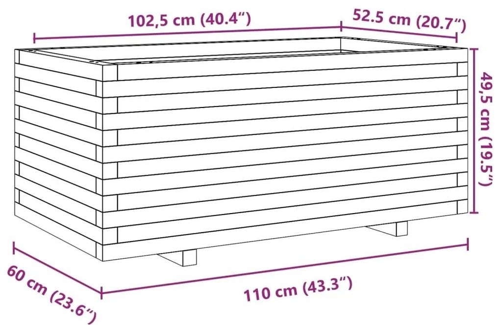 Ζαρντινιέρα Καφέ Κεριού 110x60x49,5 εκ. από Μασίφ Ξύλο Πεύκου - Καφέ