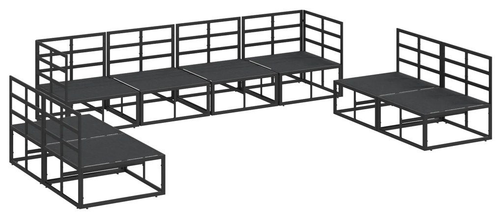 vidaXL Σετ Καναπέ Κήπου 8 pcs Μαύρο 283 x 71.5 x 71 εκ. Αλουμίνιο