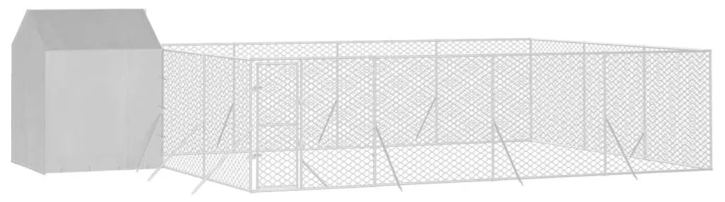 vidaXL Κλουβί Σκύλου Εξ. Χώρου με Οροφή Ασημί 10x6x2,5 μ. Γαλβ. Ατσάλι