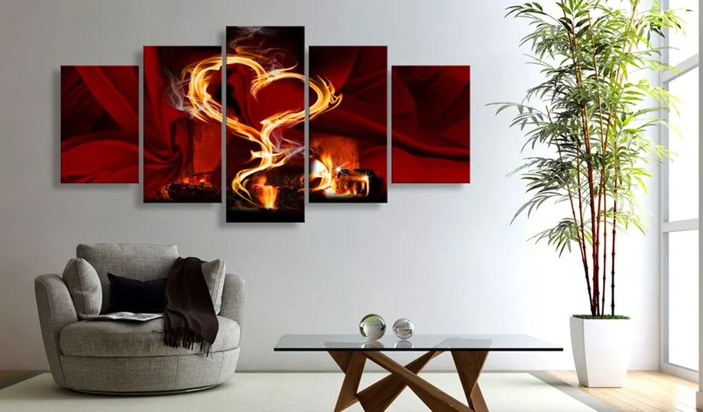 Πίνακας - Flames of love: heart - 100x50