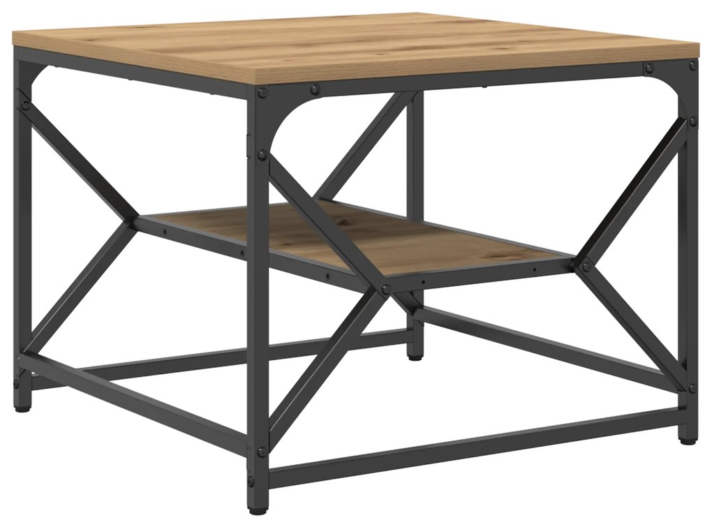 vidaXL Τραπέζι καφέ με ράφι από ξύλο 51x50x40 εκ. Επεξεργασμένο ξύλο