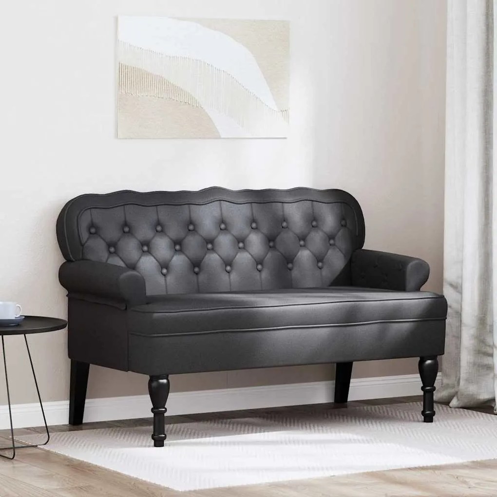 vidaXL Καναπές Chesterfield Μαύρο 119.5 x 64.5 x 75 εκ. Τεχνητό Δέρμα