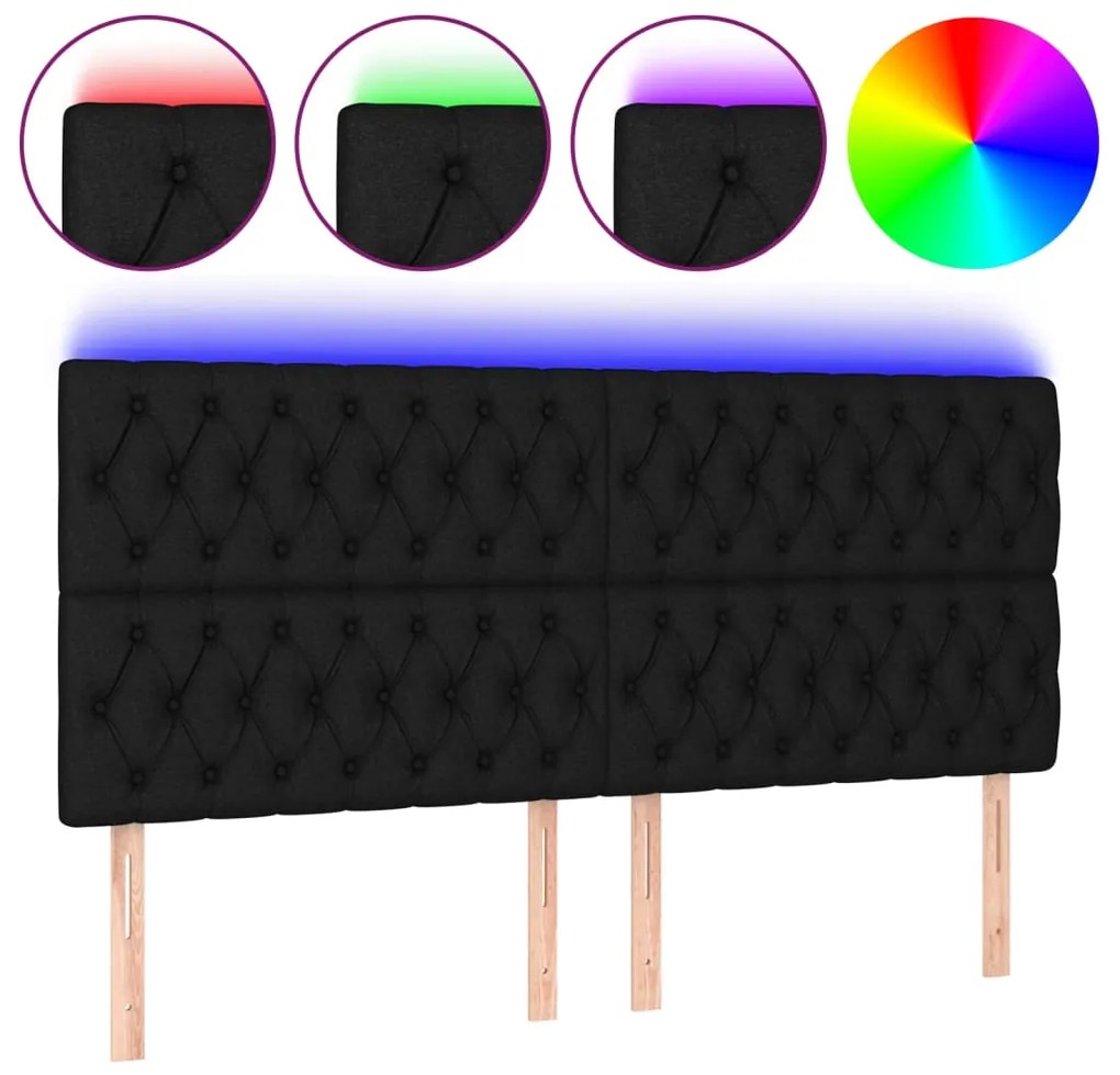 vidaXL Κεφαλάρι Κρεβατιού LED Μαύρο 180x7x118/128 εκ. Υφασμάτινο