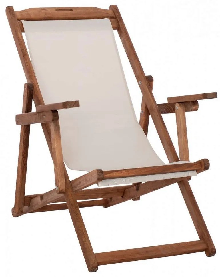 Σεζλόνγκ Λήμνος HM11708.60T Με Μπράτσα 62,5x97x105cm Εμποτισμού Walnut Με Pvc 2x1 Ecru