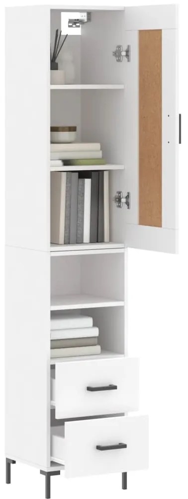 vidaXL Ντουλάπι Λευκό 34,5 x 34 x 180 εκ. από Επεξεργασμένο Ξύλο