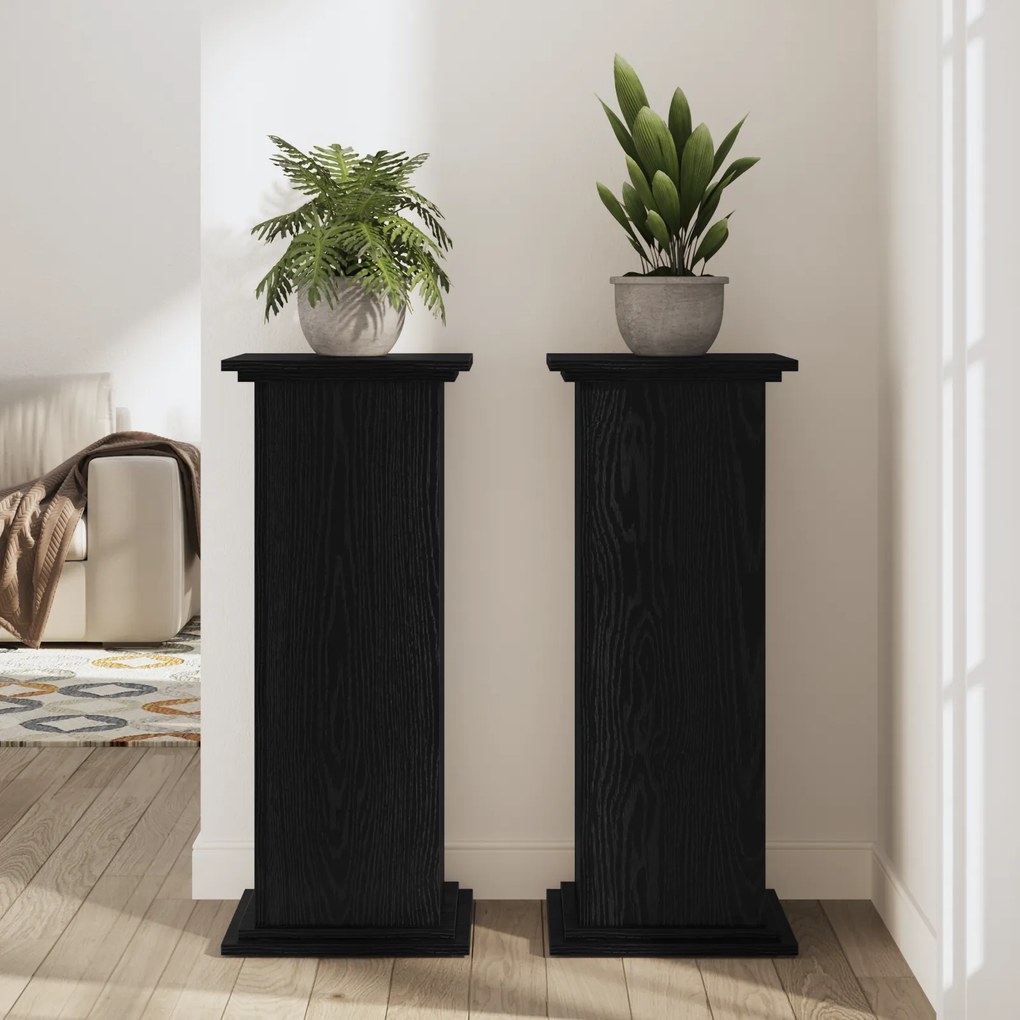vidaXL Σταντ Φυτών Μαύρη Δρυς 33x33x100 εκ, Φτιαγμένο από Ξύλο