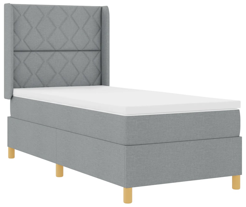 vidaXL Κρεβάτι Box Spring με Στρώμα & LED Φως Γκρι 90x190 cm Υφάσματος