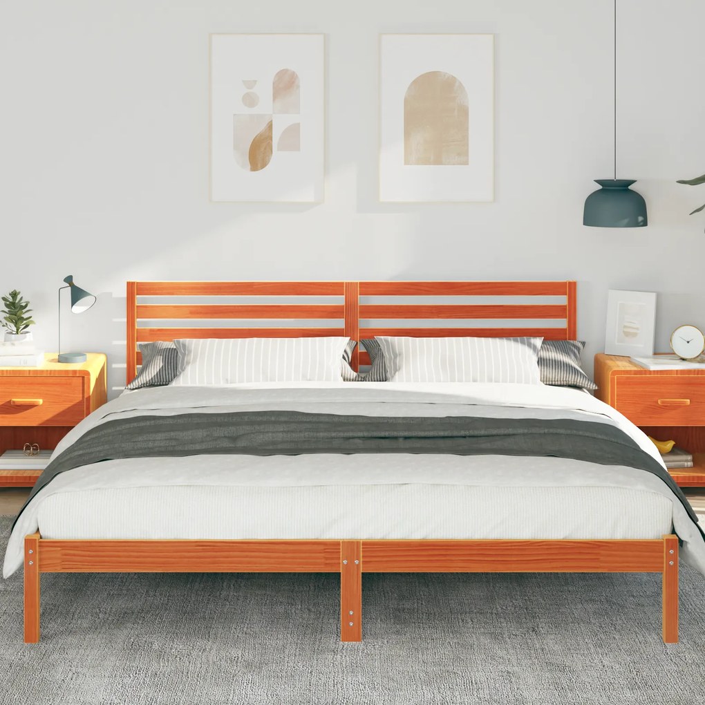 vidaXL Σκελετός Κρεβατιού Καφέ κεριού 180 x 200 cm Μασίφ ξύλο πεύκου