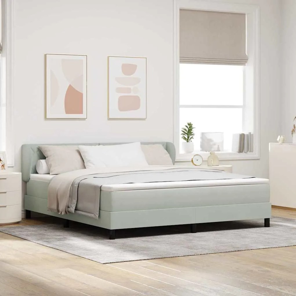 ΒίνταXL Κρεβάτι Box Spring με Στρώμα σε Ανοιχτό Γκρι, 180x200 εκ, Βελούδο