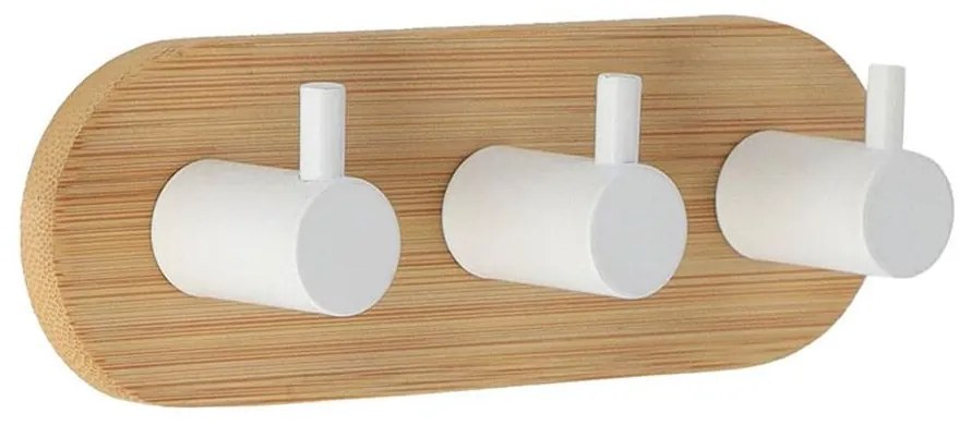 Κρεμάστρα Μπάνιου 06.9062213 10,8x15,8x3,5cm White-Natural Μέταλλο,Bamboo