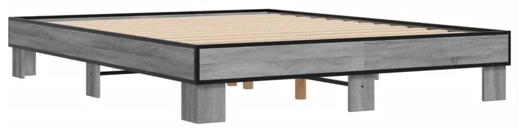 vidaXL Πλαίσιο Κρεβατιού Γκρι Sonoma 150x200 εκ. Επεξ. Ξύλο &amp; Μέταλλο