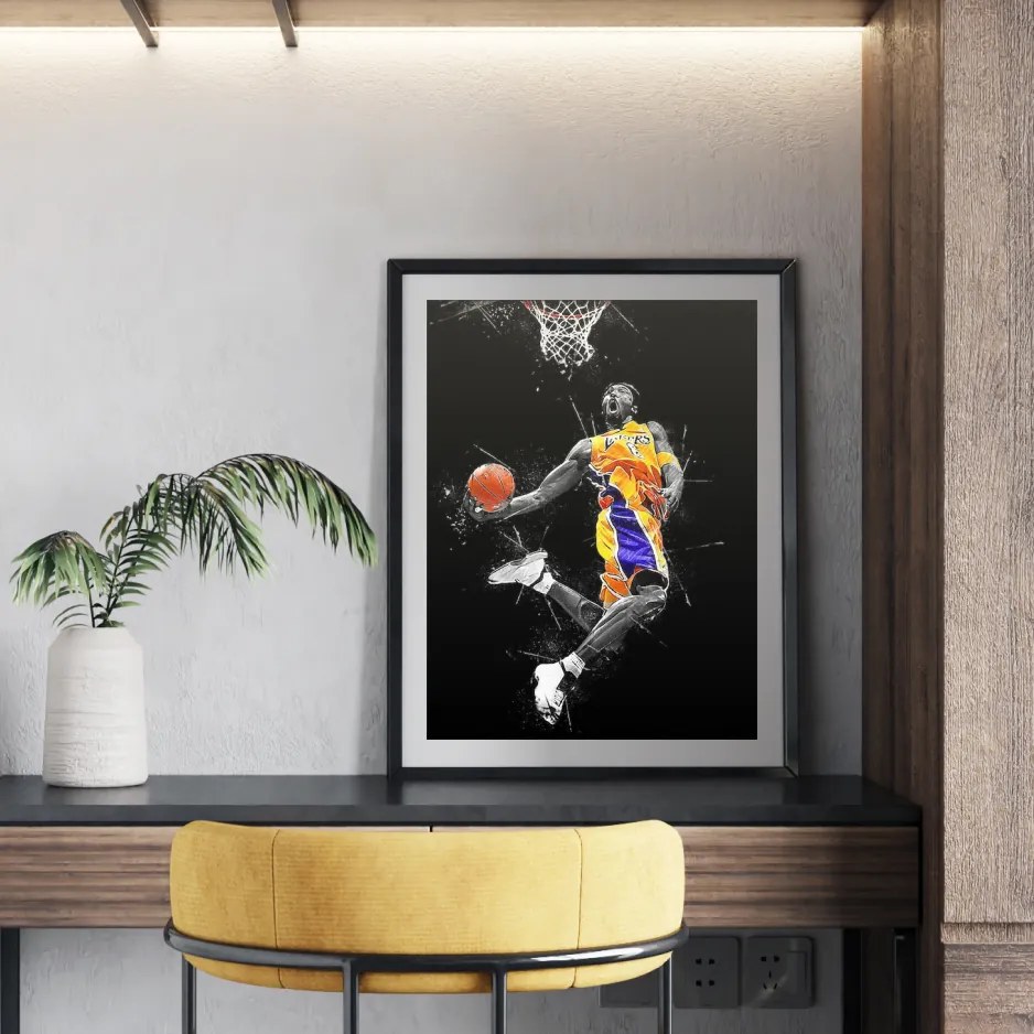 Πόστερ &amp; Κάδρo Kobe Bryant KDS025A 22x31cm Μαύρο Ξύλινο Κάδρο (με πόστερ)