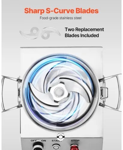 VEVOR Food Processor &amp; Vegetable Chopper 4L Food-Grade Stainless Steel Blender
