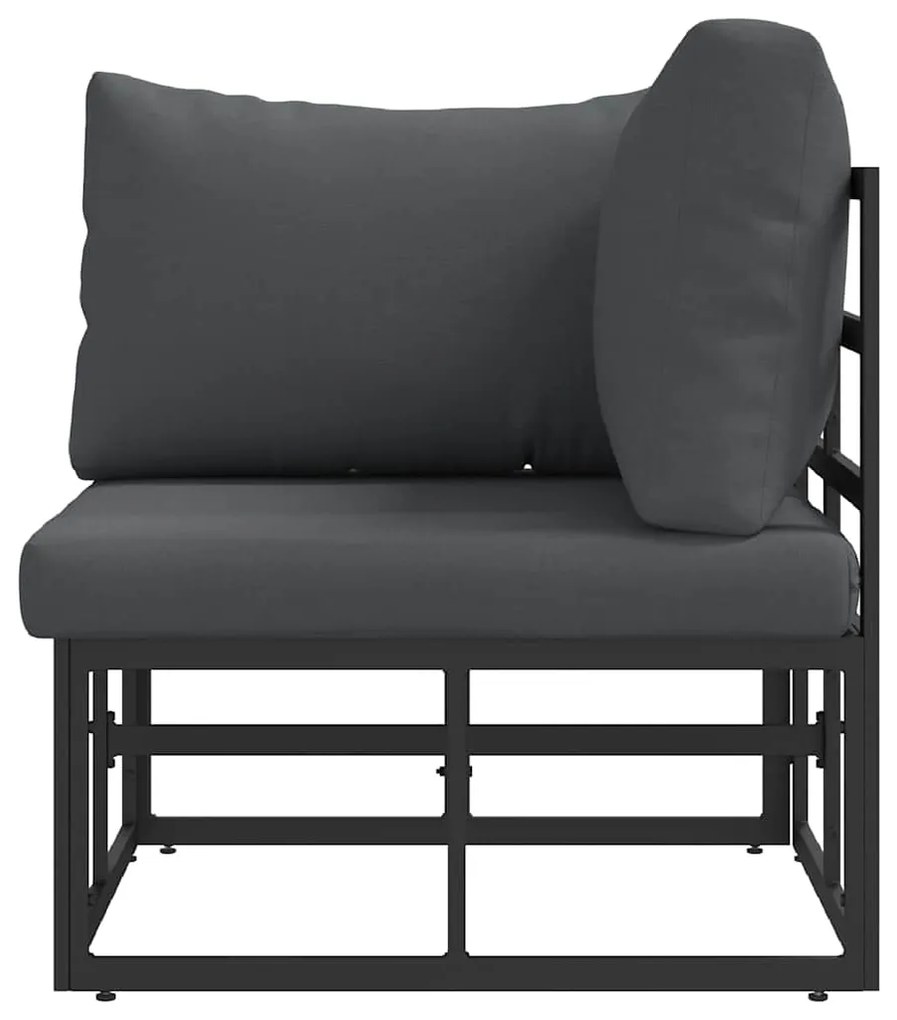 vidaXL Εξωτερικά Έπιπλα με μαξιλάρι Μαύρο 70 x 71.5 x 32 εκ Μέταλλο