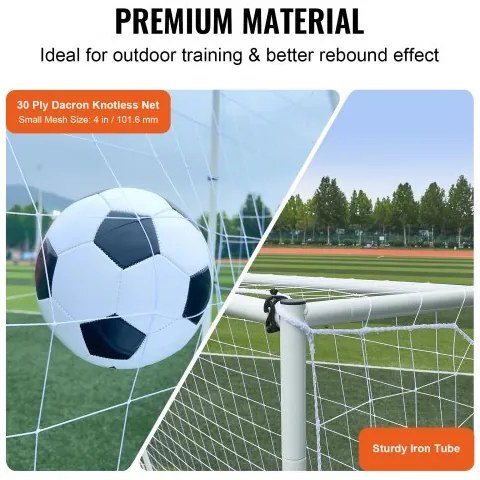 VEVOR Soccer Rebound Trainer, 8x6FT Iron Soccer Training Equipment, Sports Football Rebounder Wall with Double-Sided Rebounding Net &amp; Goal, Perfect for Backyard Practicing, Solo Training, Passing