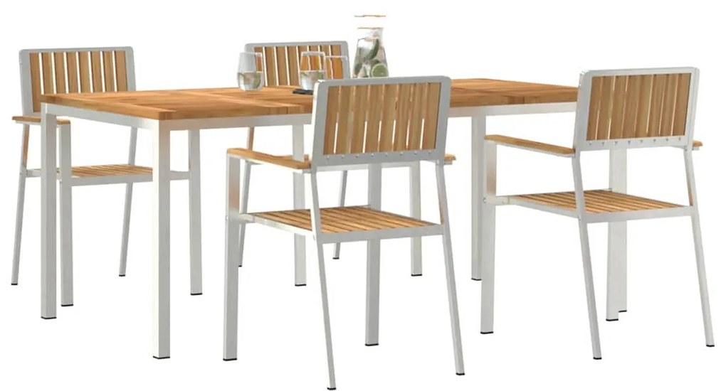 vidaXL Σέτ φαγητού για κήπο 5 pcs Καφέ Μασίφ ξύλο teak