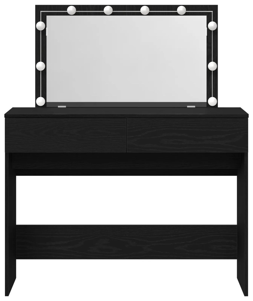 vidaXL Τραπεζάκι Μακιγιάζ με LED Μαύρης Δρυς 100x40x120 εκ
