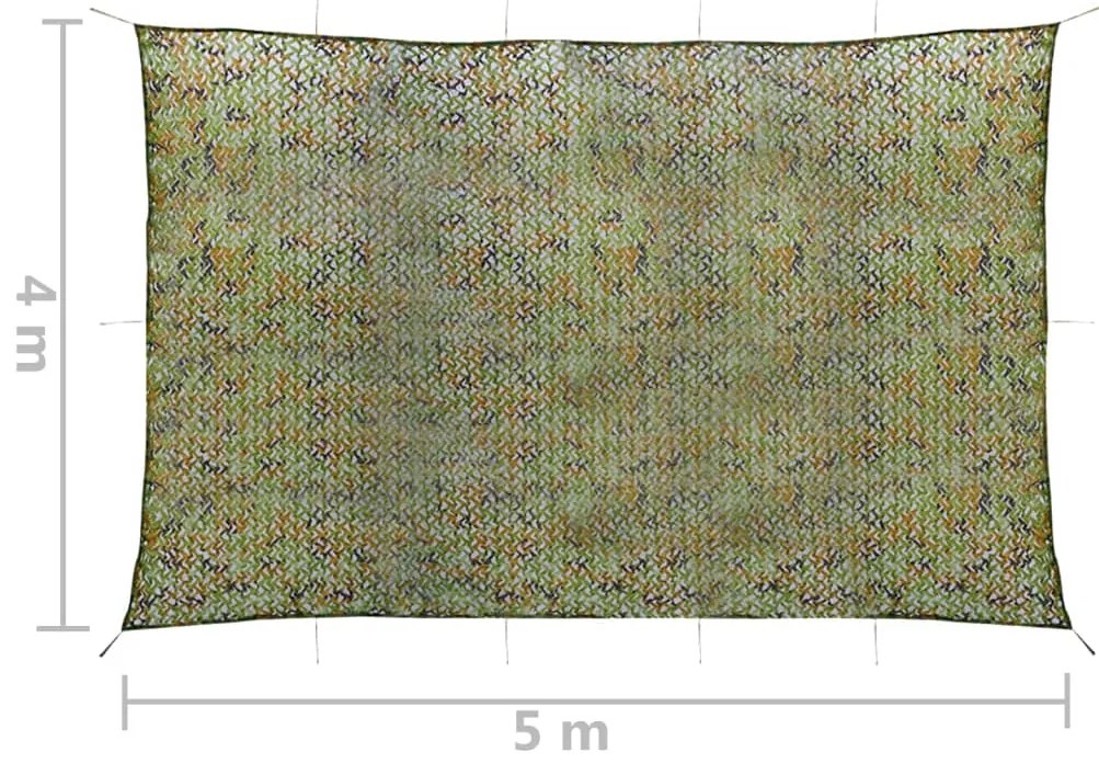 vidaXL Δίχτυ Σκίασης Παραλλαγής Πράσινο 4 x 5 μ. με Σάκο Αποθήκευσης