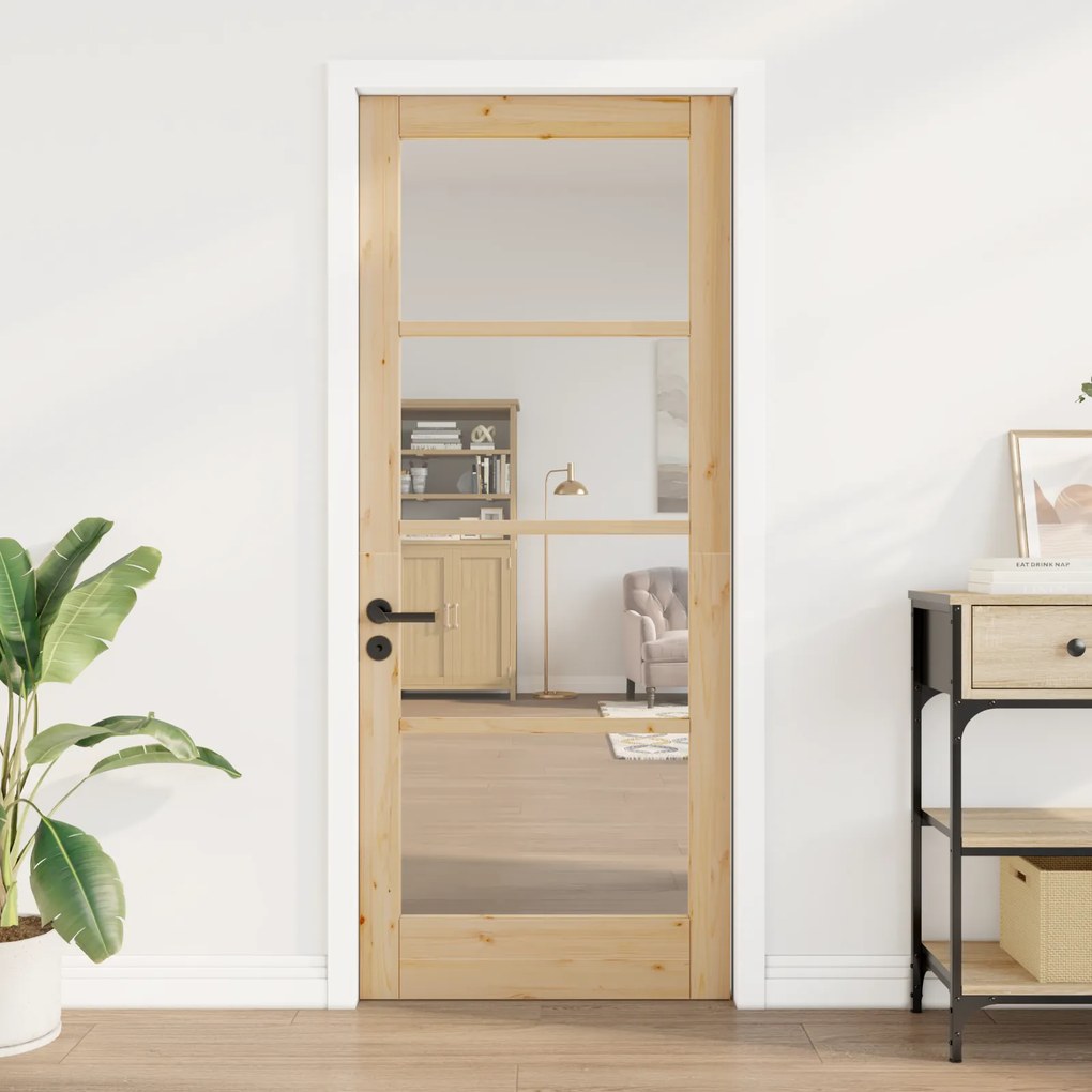 vidaXL Εσωτερική Πόρτα με Γυαλί "ORKDAL" 83x202x4 εκ. Μασίφ Ξύλο Πεύκου