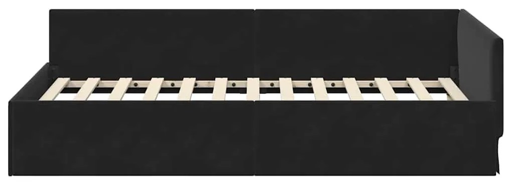 vidaXL Κρεβάτι Γωνίας Μαύρο 100 x 200 cm Βελούδο και Εργοστασιακό ξύλο