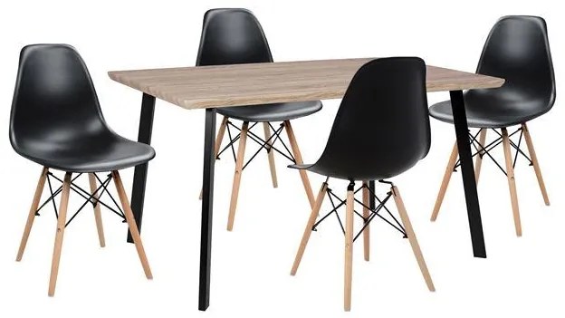 Σετ τραπεζαρίας C10346 5τμχ με Τραπέζι SONAMA 140x80x76εκ. και Καρέκλες TWIST Μαύρες