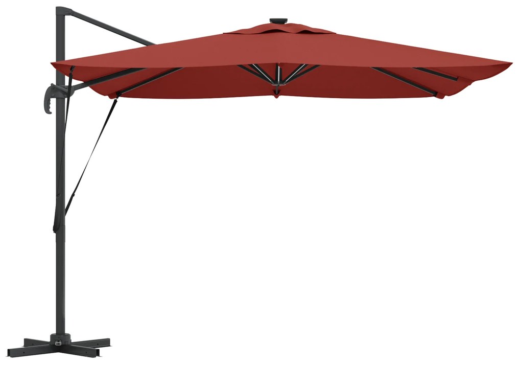 vidaXL Ρώμης Ομπρέλα Cantilever με LED σε Τερacotta - 286 x 285 x 270 εκ, Άλουμινιο.