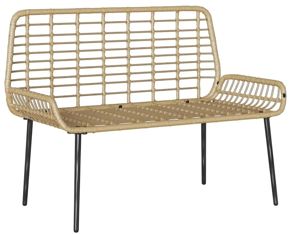 vidaXL Παγκάκι κήπου Καφέ, Μαύρο, Κρέμα Πολυ rattan, ατσάλι