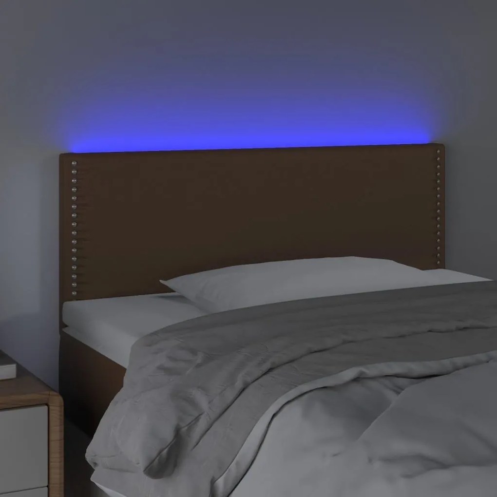 Κεφαλάρι Κρεβατιού LED Καφέ 100x5x78/88 εκ. από Συνθετικό Δέρμα - Καφέ