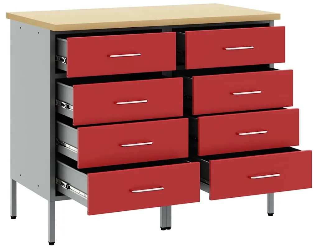 vidaXL Ντουλάπα Εργασίας 2 pcs Κόκκινο και Γκρίζο 100 x 55 x 85 εκ.