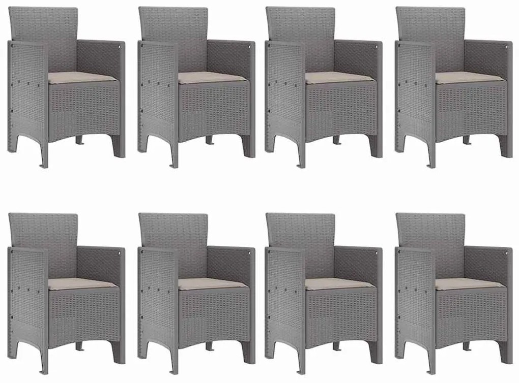 vidaXL Σέτ φαγητού για κήπο 9 pcs Λευκό Rattan Polt