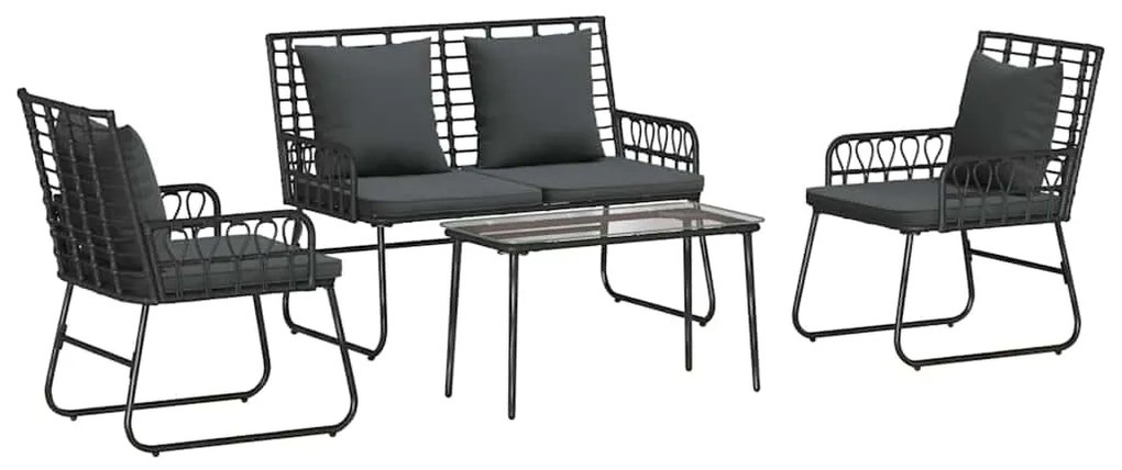 vidaXL ΣΕΤ ΕΠΙΠΛΩΝ ΚΗΠΟΥ με μαξιλάρι 4 pcs Μαύρο και Ανθρακί