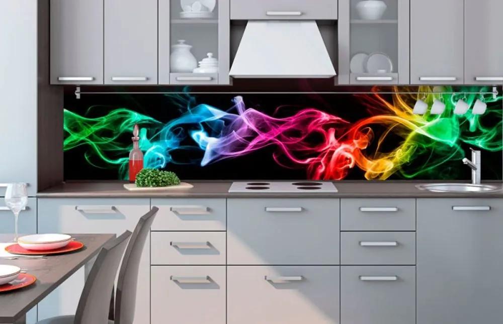 Αυτοκόλλητη φωτοταπετσαρία για κουζίνα χρωματιστή καπνό σε μαύρο φόντο
