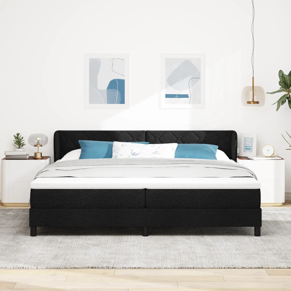 vidaXL Μαύρο Κρεβάτι Box Spring με Ματράς, 200x200 εκ., Ύφασμα