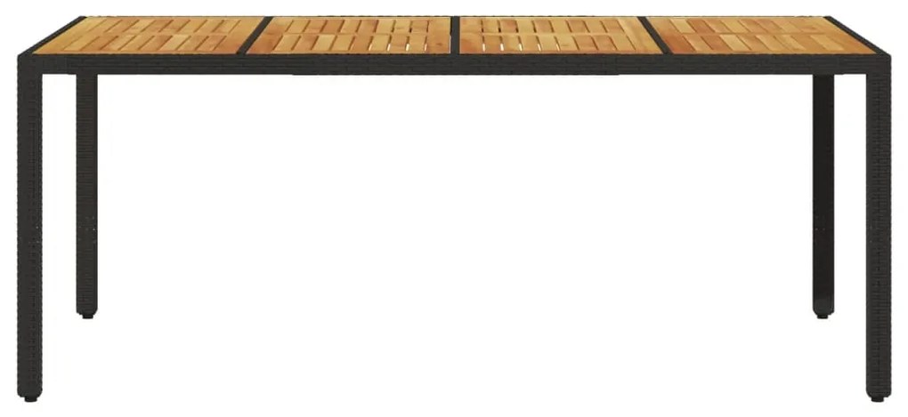 vidaXL Τραπέζι Κήπου Επιφάνεια Ακακίας Μαύρο 190x90x75 εκ Συνθ Ρατάν