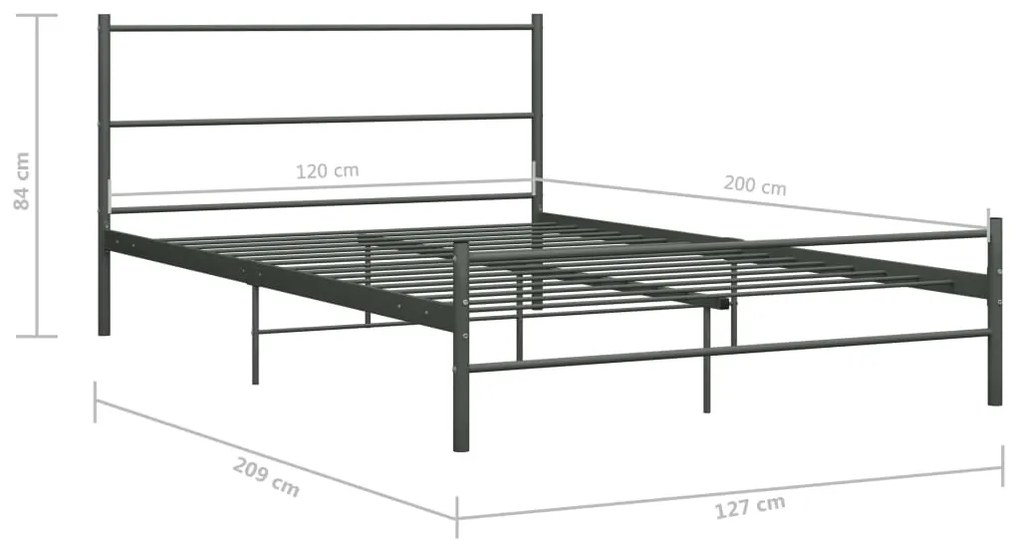 vidaXL Πλαίσιο Κρεβατιού Γκρι 120 x 200 εκ. Μεταλλικό