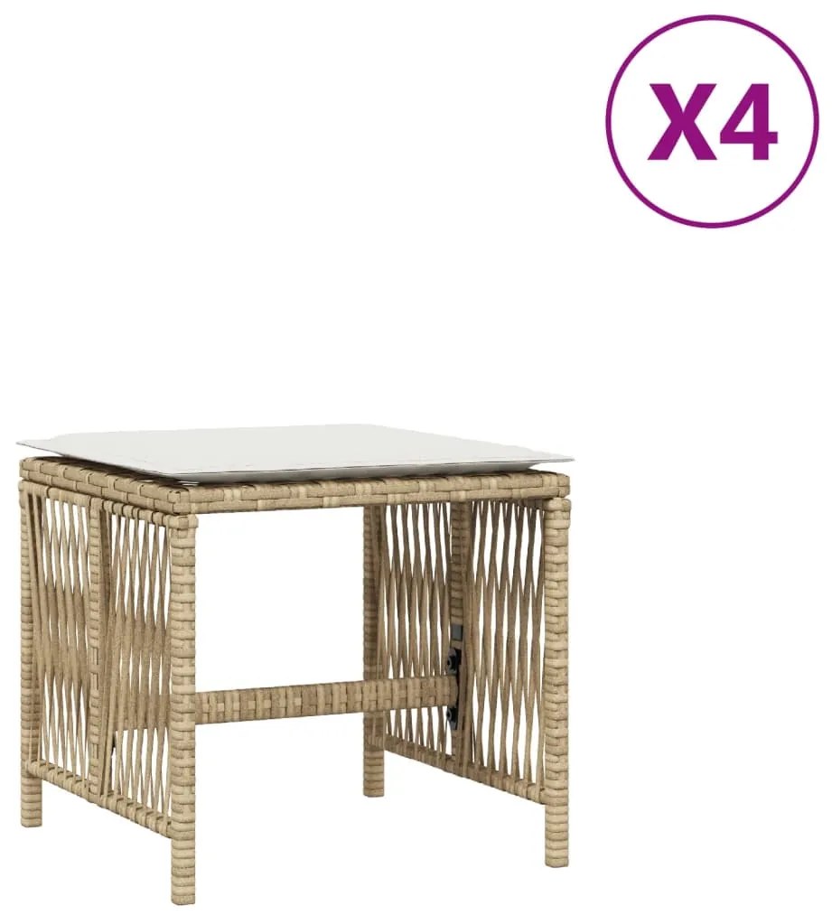 vidaXL Σκαμπό Κήπου 4 τεμ. Μπεζ 41x41x36 εκ. Συνθ. Ρατάν με Μαξιλάρια