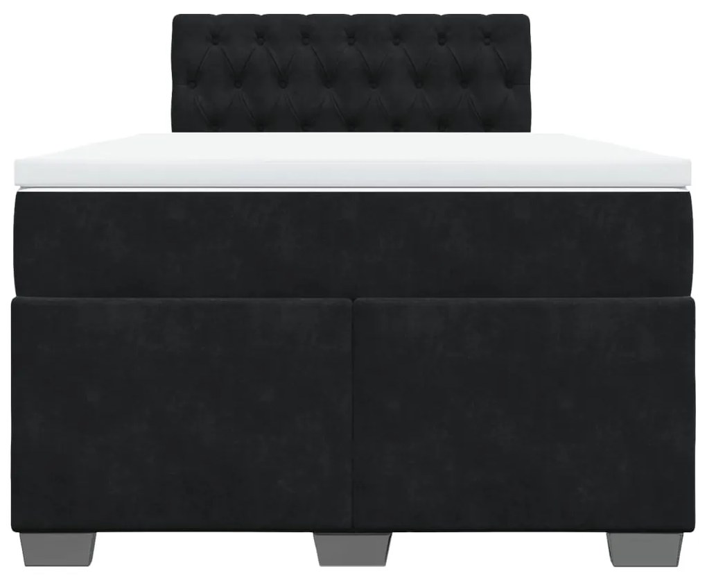 vidaXL Κρεβάτι Boxspring με Στρώμα Μαύρο 120x190 εκ. Βελούδινο