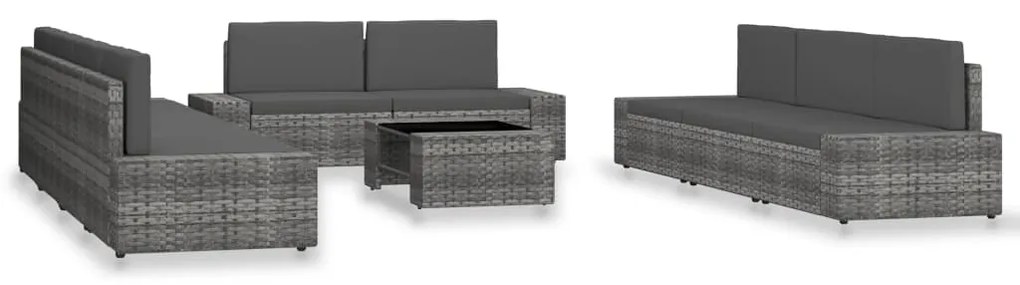 Σαλόνι Κήπου 10 Τεμαχίων Γκρι από Συνθετικό Ρατάν