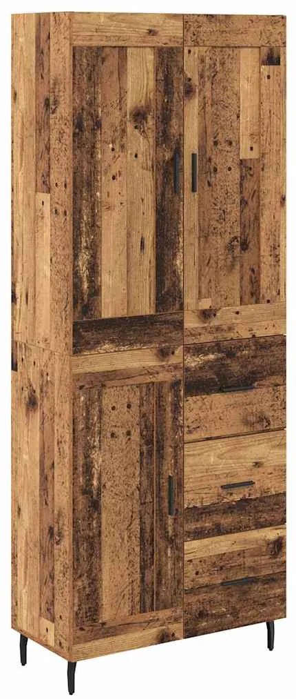 vidaXL Highboard με συρτάρι 2 pcs Παλιό Ξύλο Σύνθετο Ξύλο και Γυαλί