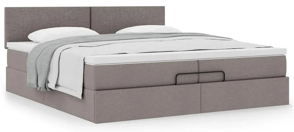 vidaXL Οθωμανικό κρεβάτι με στρώμα Taupe 200x200 cm Ύφασμα