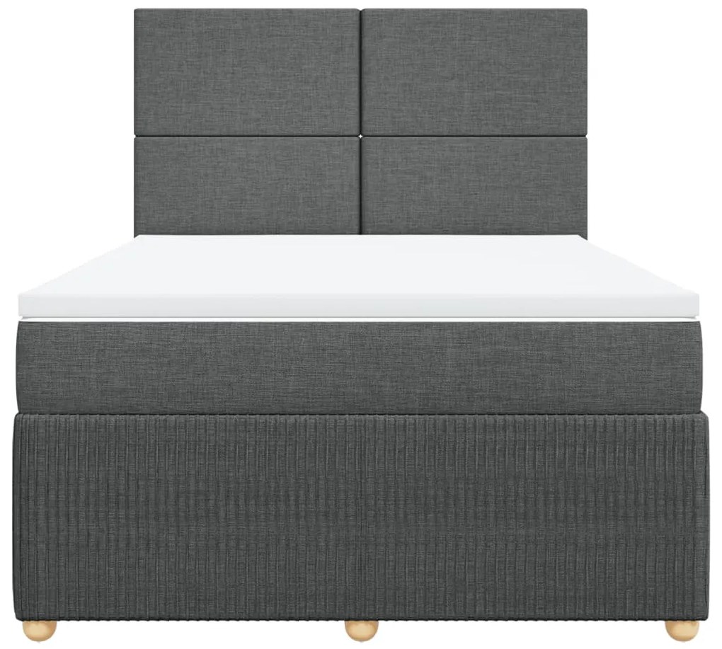 vidaXL Κρεβάτι Boxspring με Στρώμα Σκούρο Γκρι 160x200 εκ Υφασμάτινο