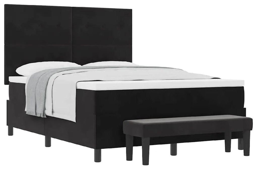 vidaXL Κρεβάτι με ελατήρια με στρώμα Μαύρο 140 x 200 cm Βελούδο