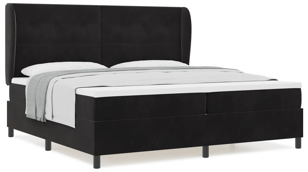 vidaXL κρεβάτι με στρώμα Box Spring Μαύρο 200x200 εκ Βελούδο