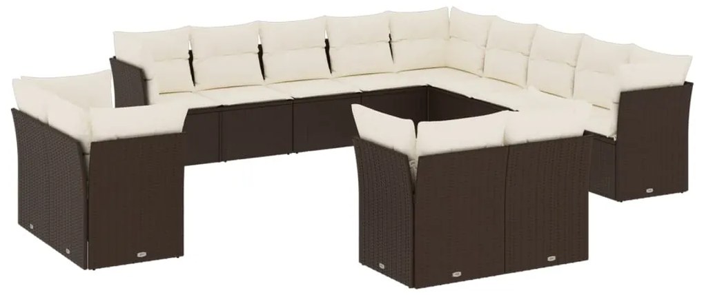 vidaXL Σετ Καναπέ Κήπου 13 τεμ. Καφέ από Συνθ. Ρατάν με Μαξιλάρια