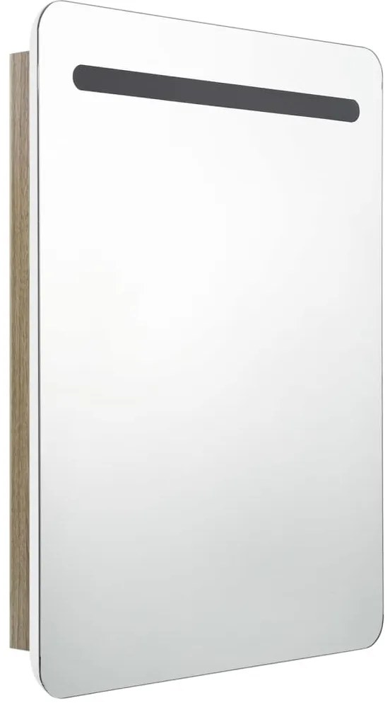 vidaXL Καθρέφτης Μπάνιου με Ντουλάπι & LED Λευκό/Δρύς 60x11x80 εκ.