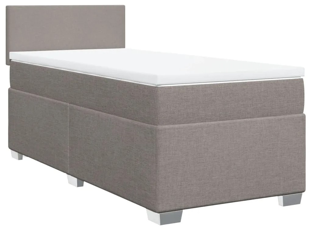 vidaXL Κρεβάτι Boxspring με Στρώμα Taupe 90x200 εκ. Υφασμάτινο