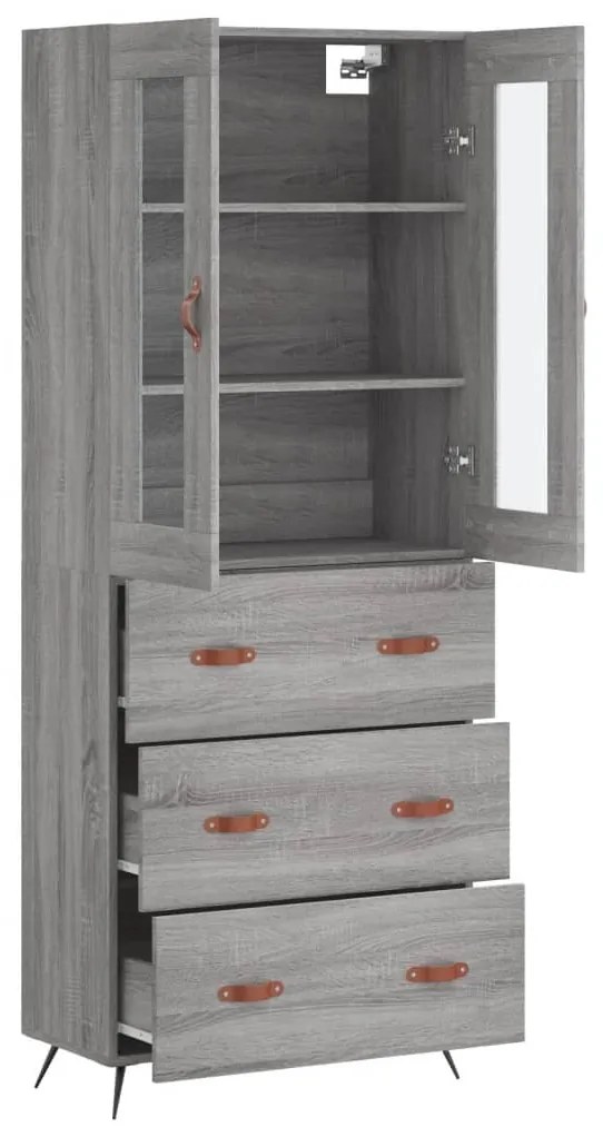 vidaXL Ντουλάπι Γκρι Sonoma 69,5 x 34 x 180 εκ. Επεξεργασμένο Ξύλο