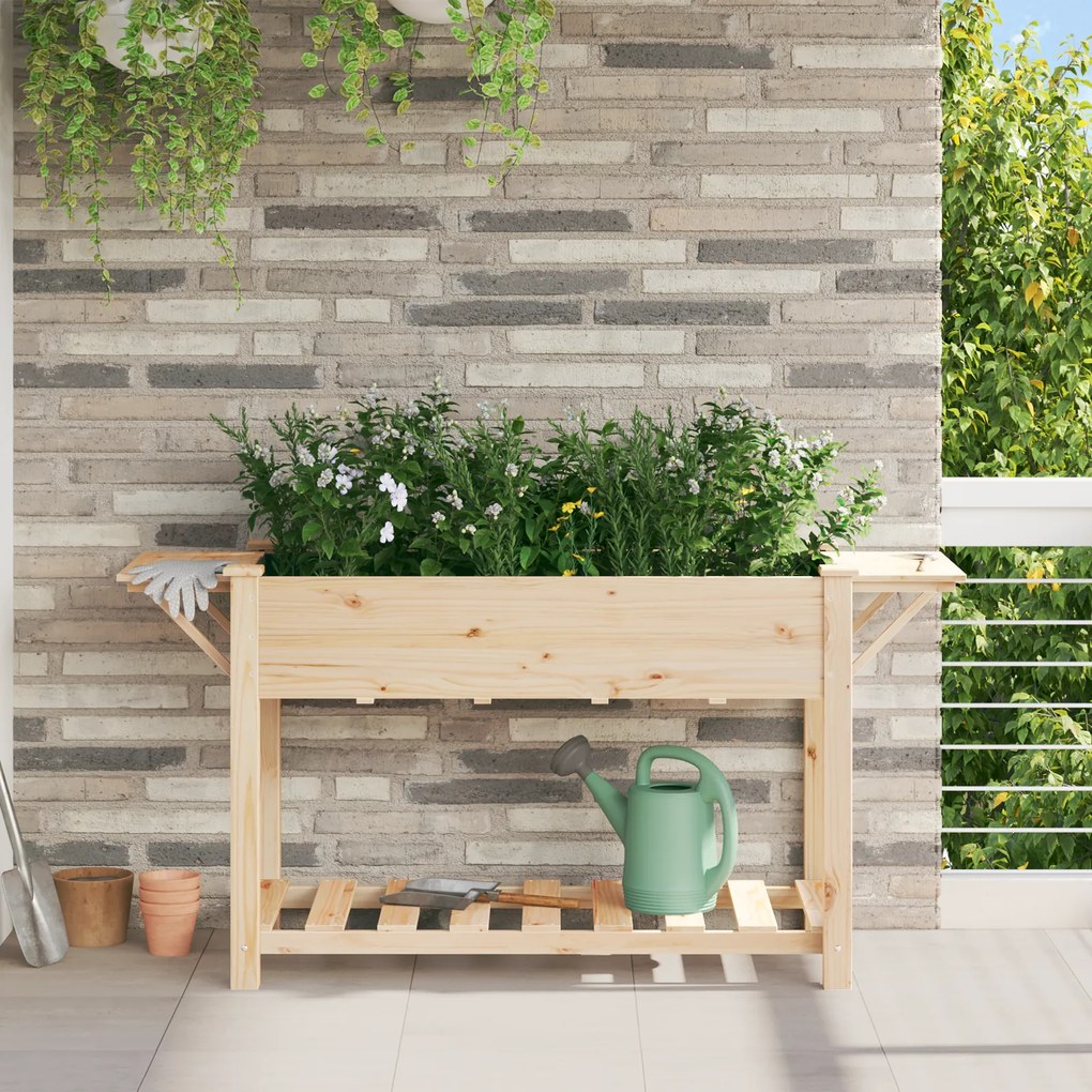 vidaXL Κήπος Γλάστρας με Ράφια 155x59x76 εκ. Μασίφ Ξύλο Πεύκου