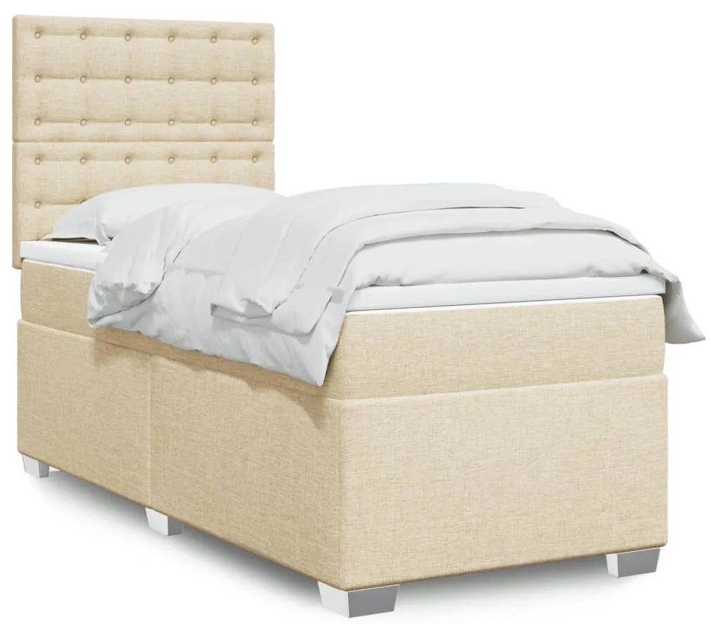 vidaXL Κρεβάτι Boxspring με Στρώμα Κρεμ 80 x 200 εκ. Υφασμάτινο