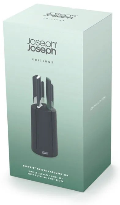 Σετ μαχαιριών Joseph Joseph Elevate 10541, Ιαπωνικό ατσάλι, Περιστρεφόμενη βάση, Χωρίς BPA, Μαύρο/Πράσινο
